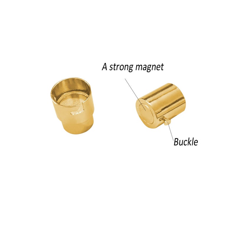 MOAMUN 20PCS Cord End Caps for Jewelry Making, Magnetic Clasps for Leather with Locking Leather Rope Necklace/Bracelet Buckle(Silver+Gold 3mm) - Image 3